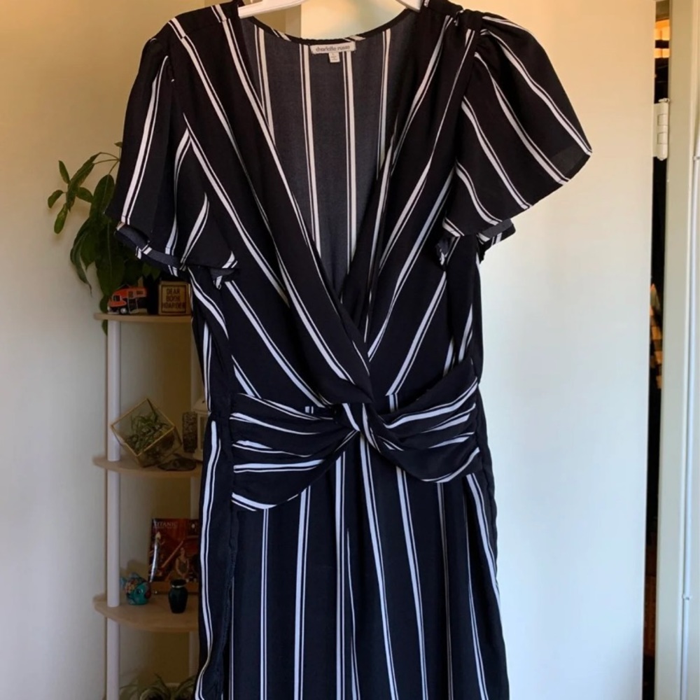 Striped waist detail full length romper